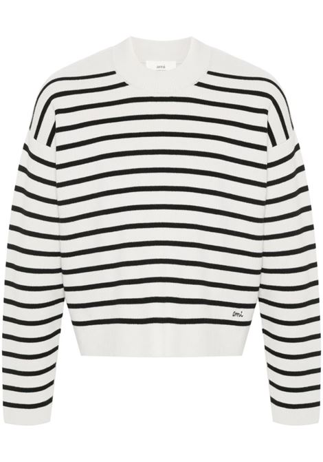 Black and white horizontal-stripe jumper - unisex